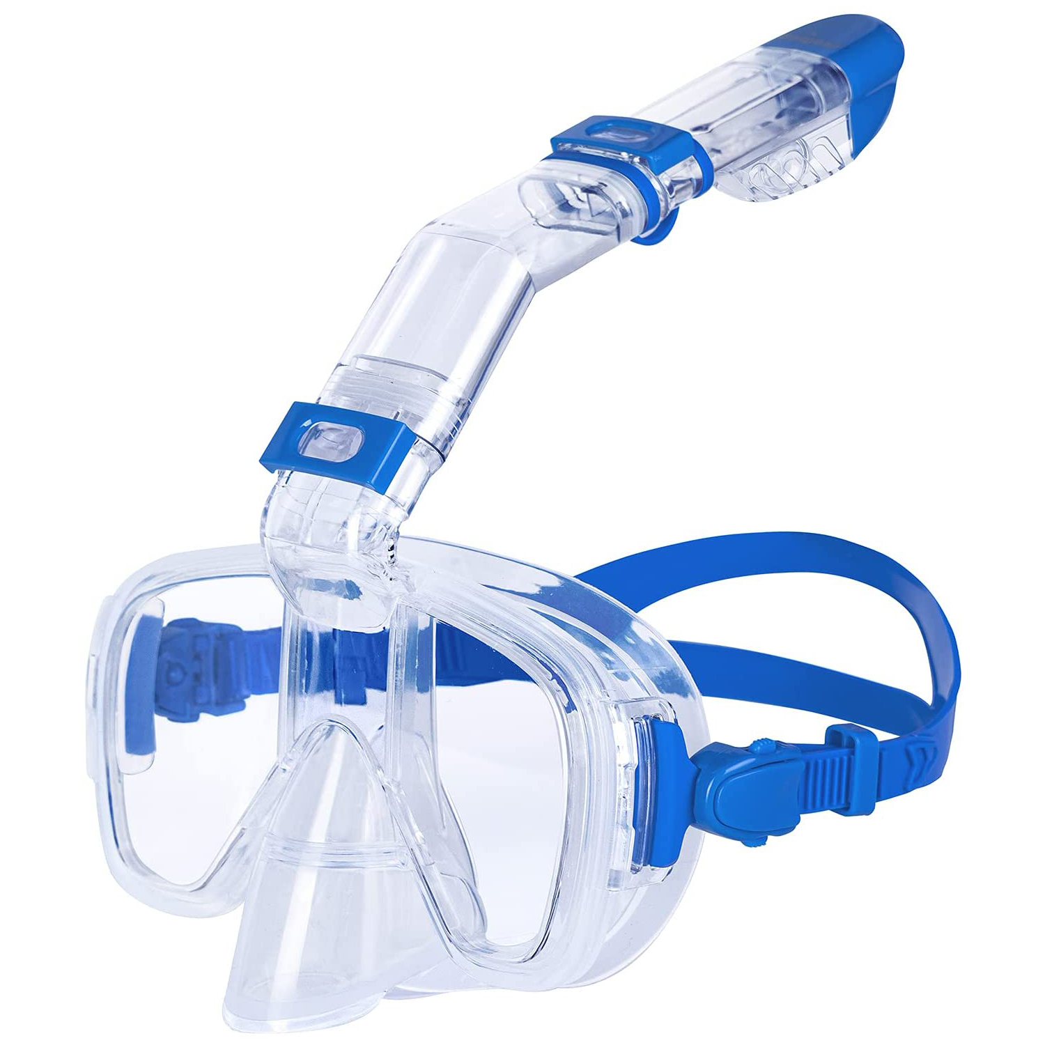 Foldable snorkel mask set featuring high-definition anti-fog lens and ergonomic design for comfortable underwater exploration.