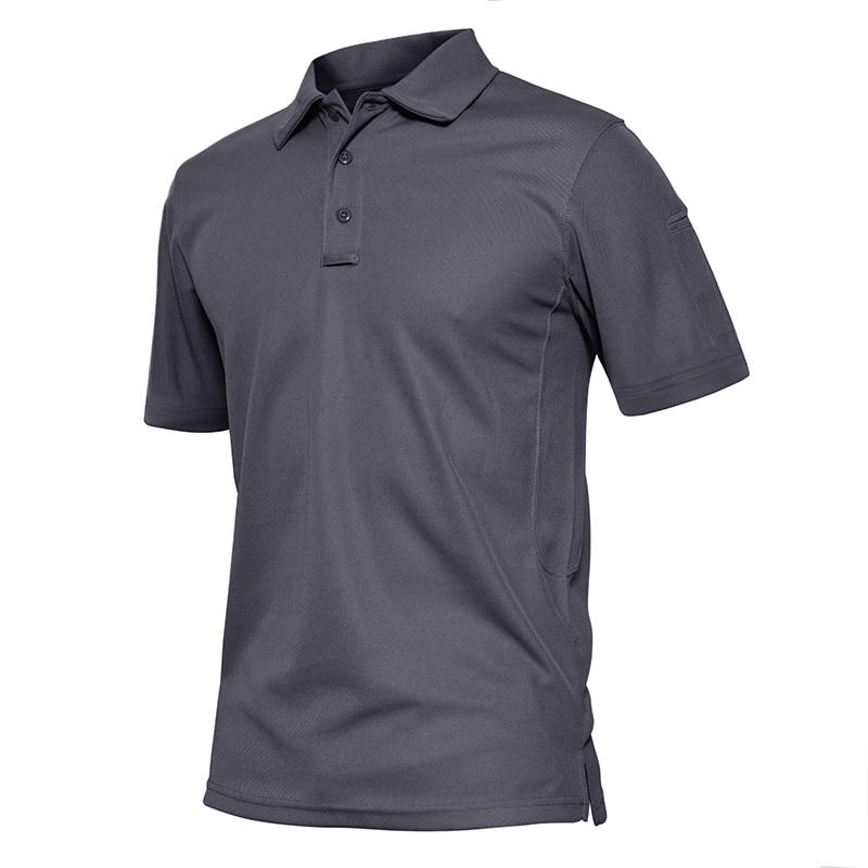 Men's Summer Polo Shirt in various colors, showcasing quick-dry fabric and tactical design.