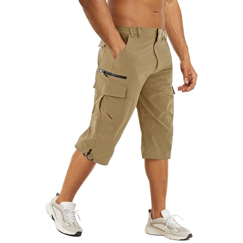 Men's Summer Quick Dry Capri Pants in various colors, showcasing lightweight and breathable fabric with multiple pockets.