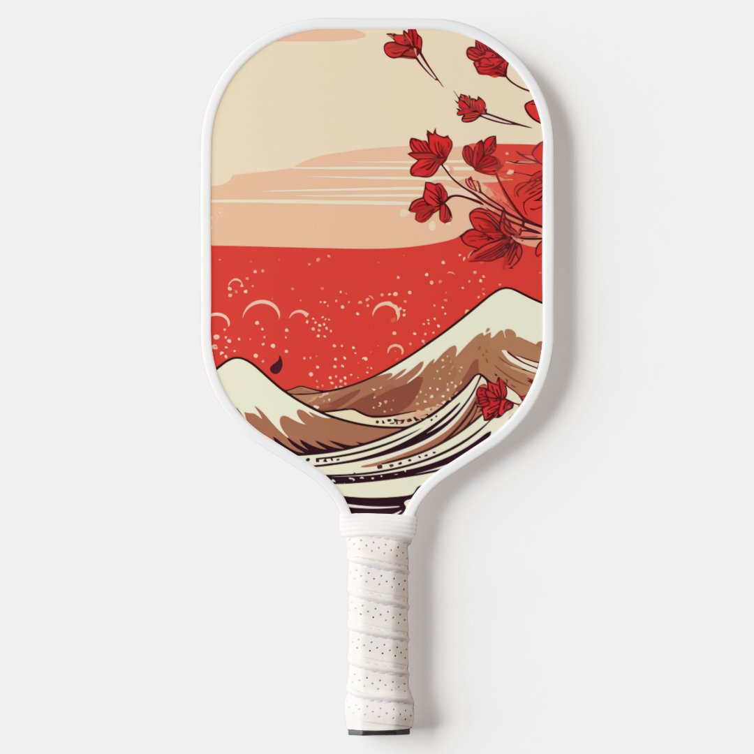 Sunset Glow Pickleball Paddle featuring auspicious clouds design, showcasing vibrant colors and a comfortable grip handle.