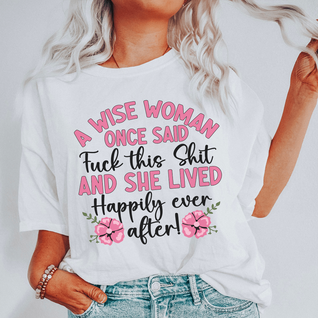 Wise Woman T-Shirt made of soft ring-spun cotton with double stitching, available in various sizes.