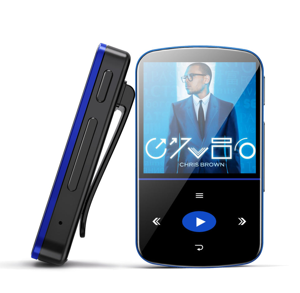 32GB HD Screen Portable Sports MP3 Music Player in blue and black, ultra-thin design with a 1.5-inch color display.