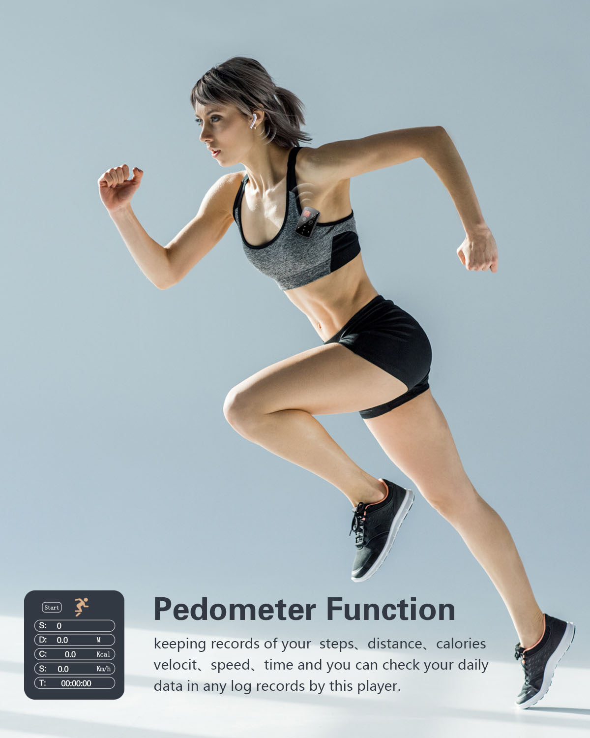 32GB HD Screen Portable Sports MP3 Music Player in blue and black, ultra-thin design with a 1.5-inch color display.