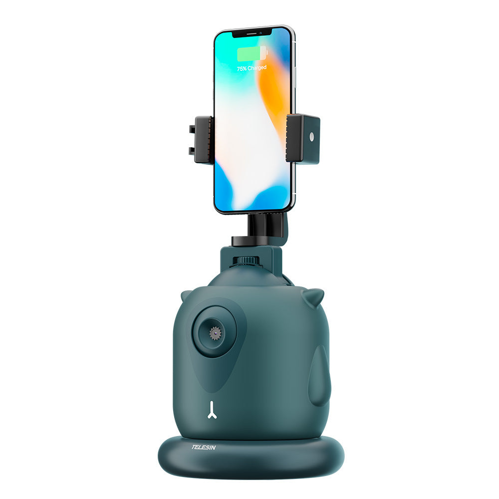 360 Rotation Intelligent Followup Gimbal with AI face recognition, showcasing its sleek design and adjustable features.