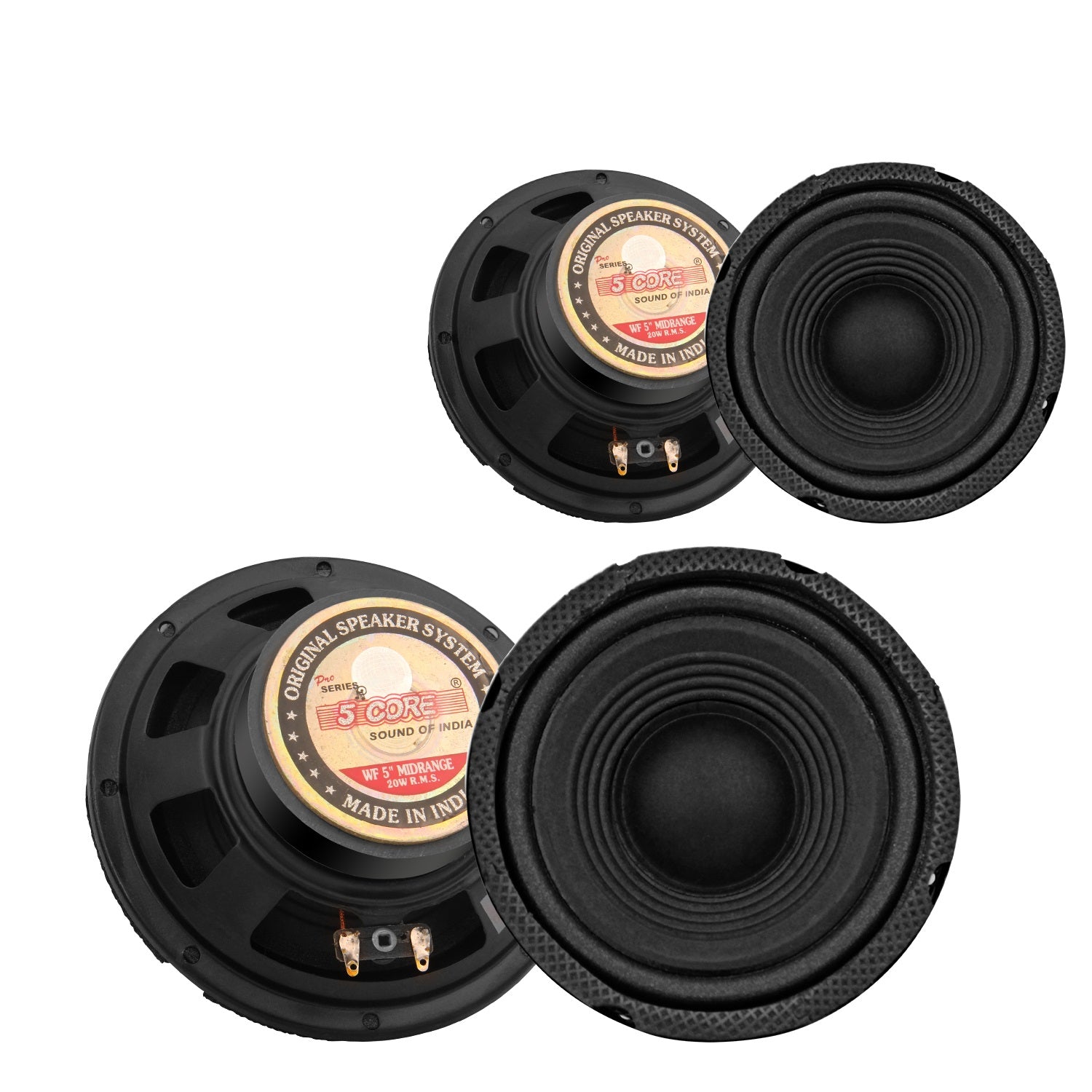 5 Core 5 Inch Midrange Speakers showcasing durable construction and advanced design for superior sound quality.