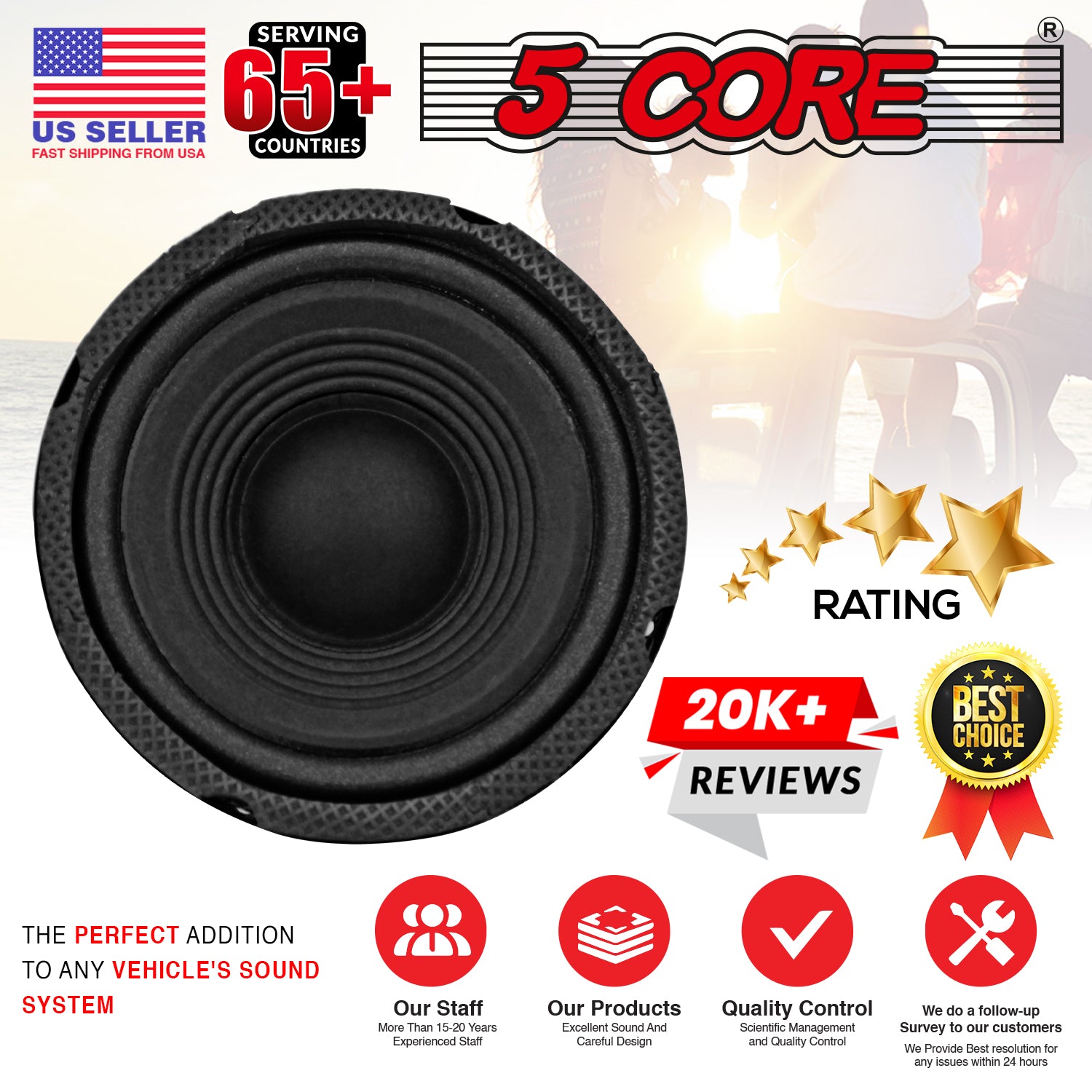 5 Core 5 Inch Midrange Speakers showcasing durable construction and advanced design for superior sound quality.