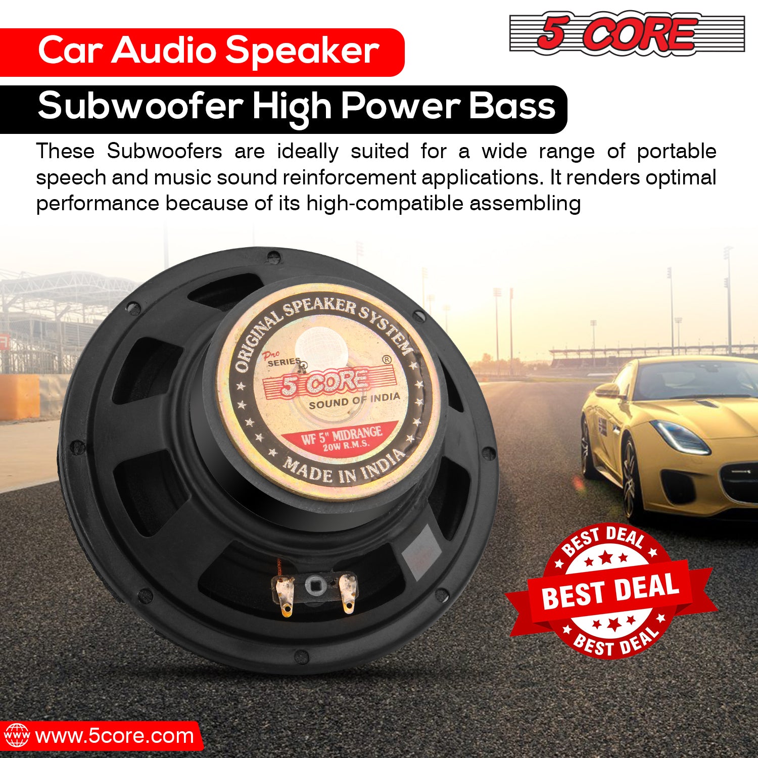 5 Core 5 Inch Midrange Speakers showcasing durable construction and advanced design for superior sound quality.
