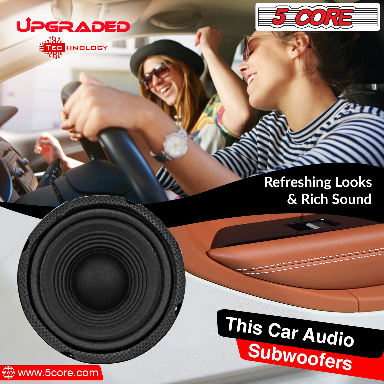 5 Core 5 Inch Midrange Speakers showcasing durable construction and advanced design for superior sound quality.