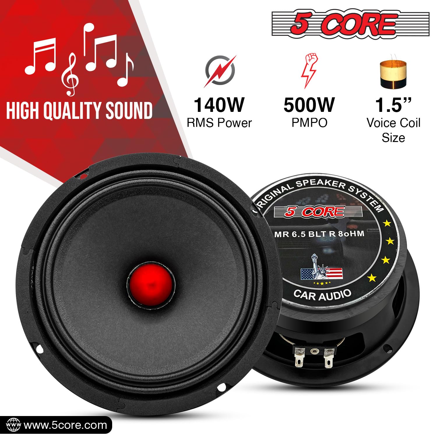 5 CORE 8 Inch Guitar Raw Speakers showcasing a robust design with a 30 Oz magnet, ideal for amplifier cabinets.
