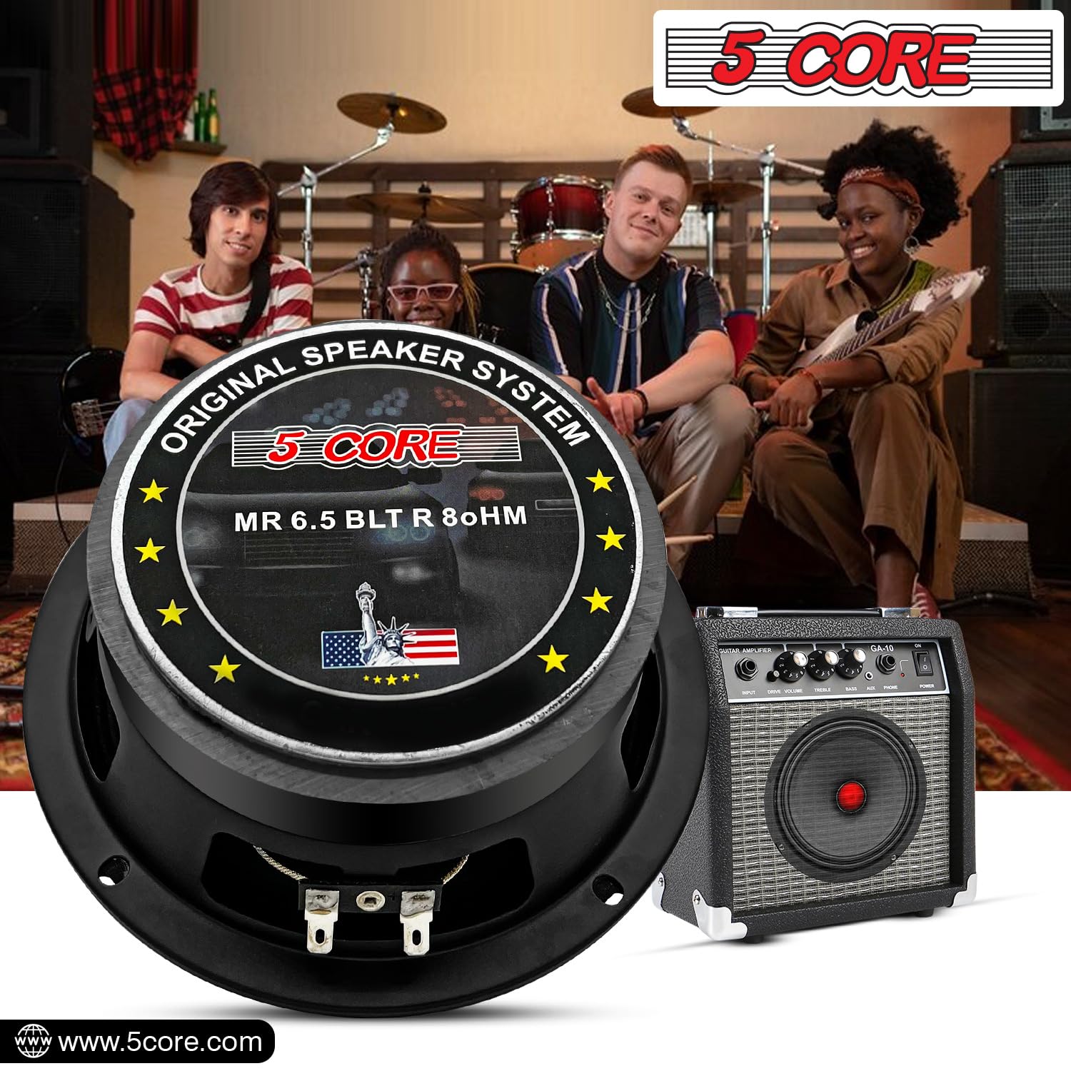 5 CORE 8 Inch Guitar Raw Speakers showcasing a robust design with a 30 Oz magnet, ideal for amplifier cabinets.