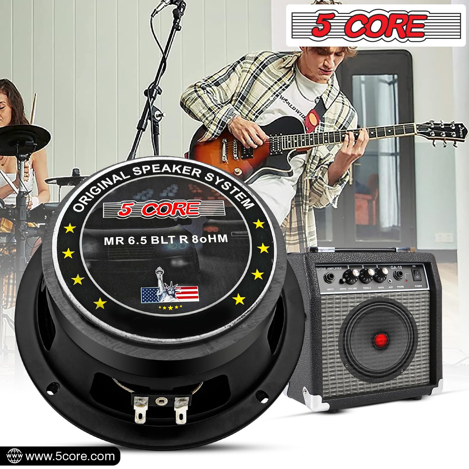 5 CORE 8 Inch Guitar Raw Speakers showcasing a robust design with a 30 Oz magnet, ideal for amplifier cabinets.
