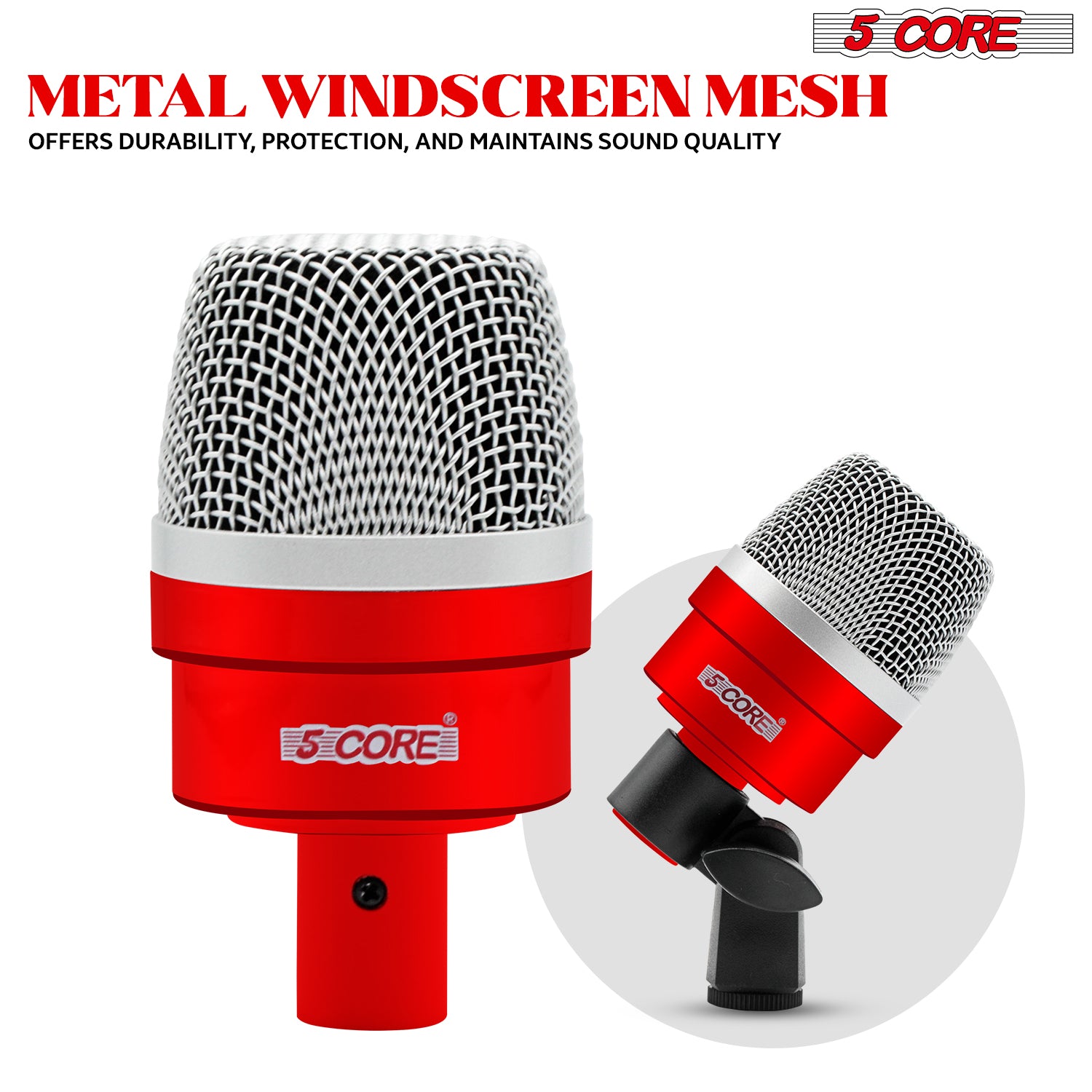 5 Core Drum Mic Kit featuring 7 dynamic microphones for kick, bass, tom, and snare, designed for professional audio capture.