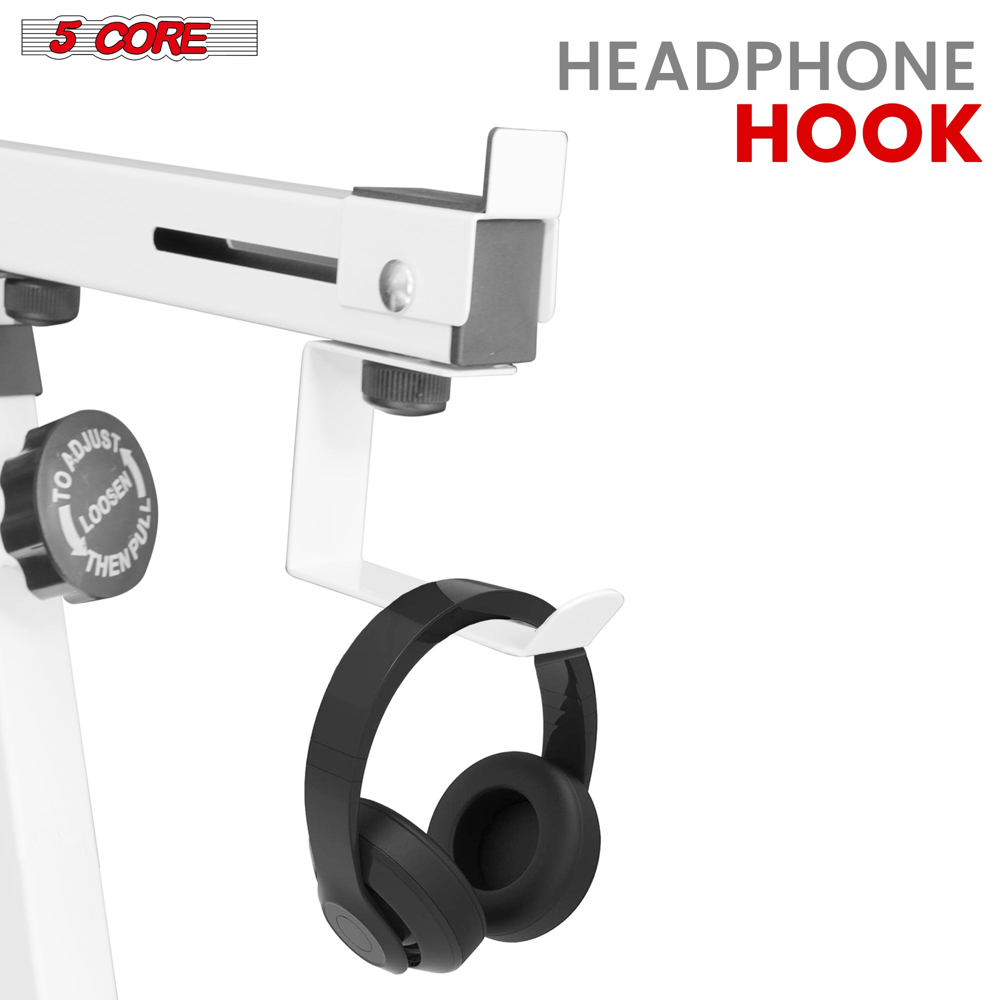 5 Core Keyboard Stand in white with adjustable height and width, featuring wheels for easy mobility and a sturdy Z-style design.