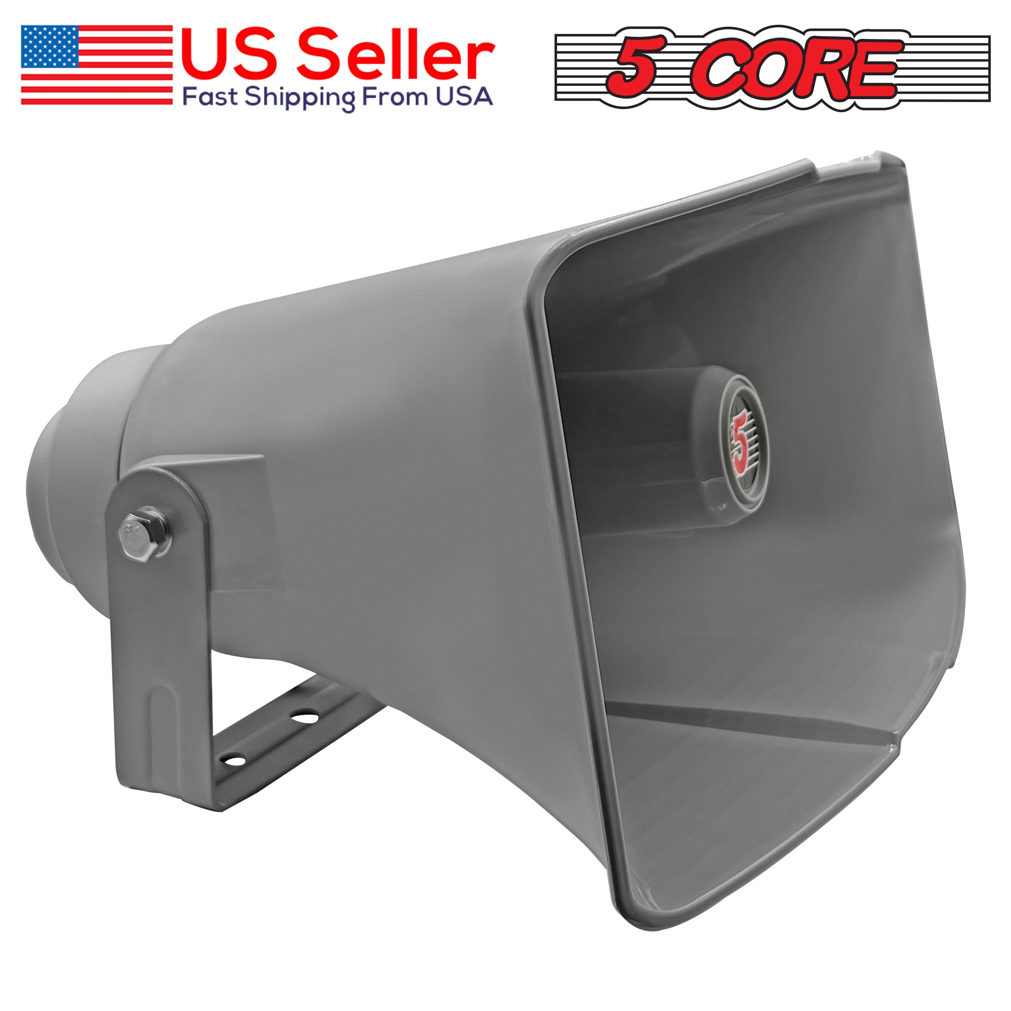 5 Core PA Horn Speaker showcasing its robust design and waterproof features, ideal for outdoor use.