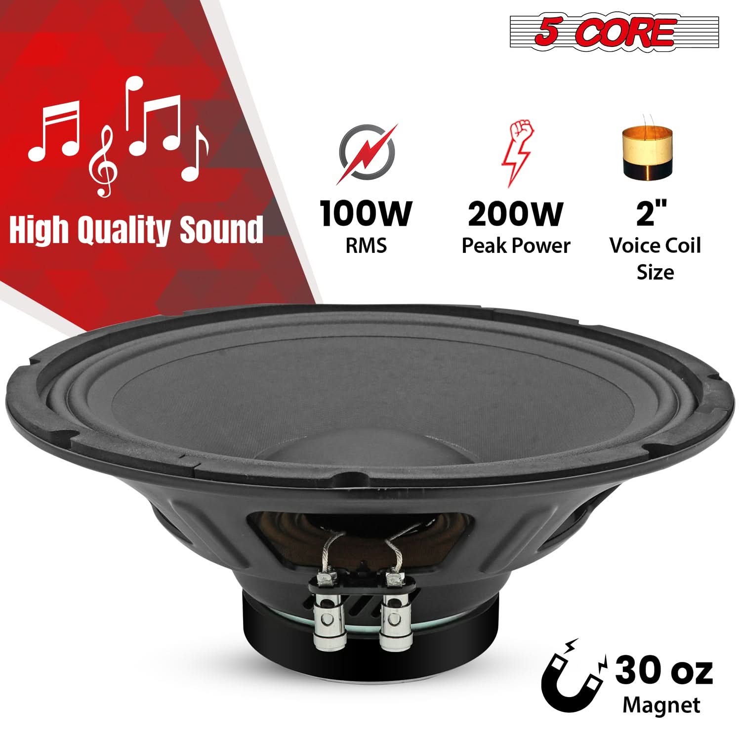 5Core 12 Inch DJ Subwoofer Speaker showcasing robust design and features for powerful audio performance.