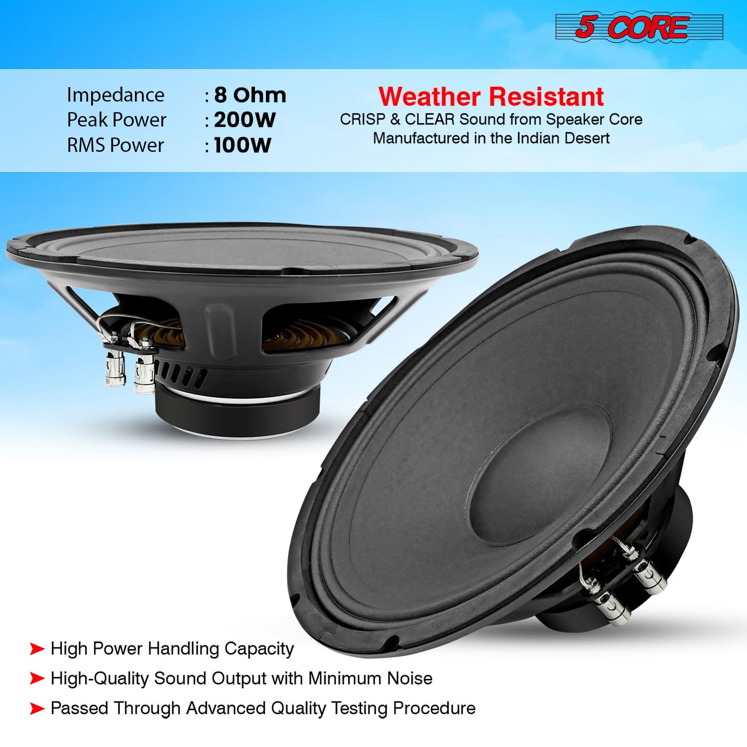 5Core 12 Inch DJ Subwoofer Speaker showcasing robust design and features for powerful audio performance.