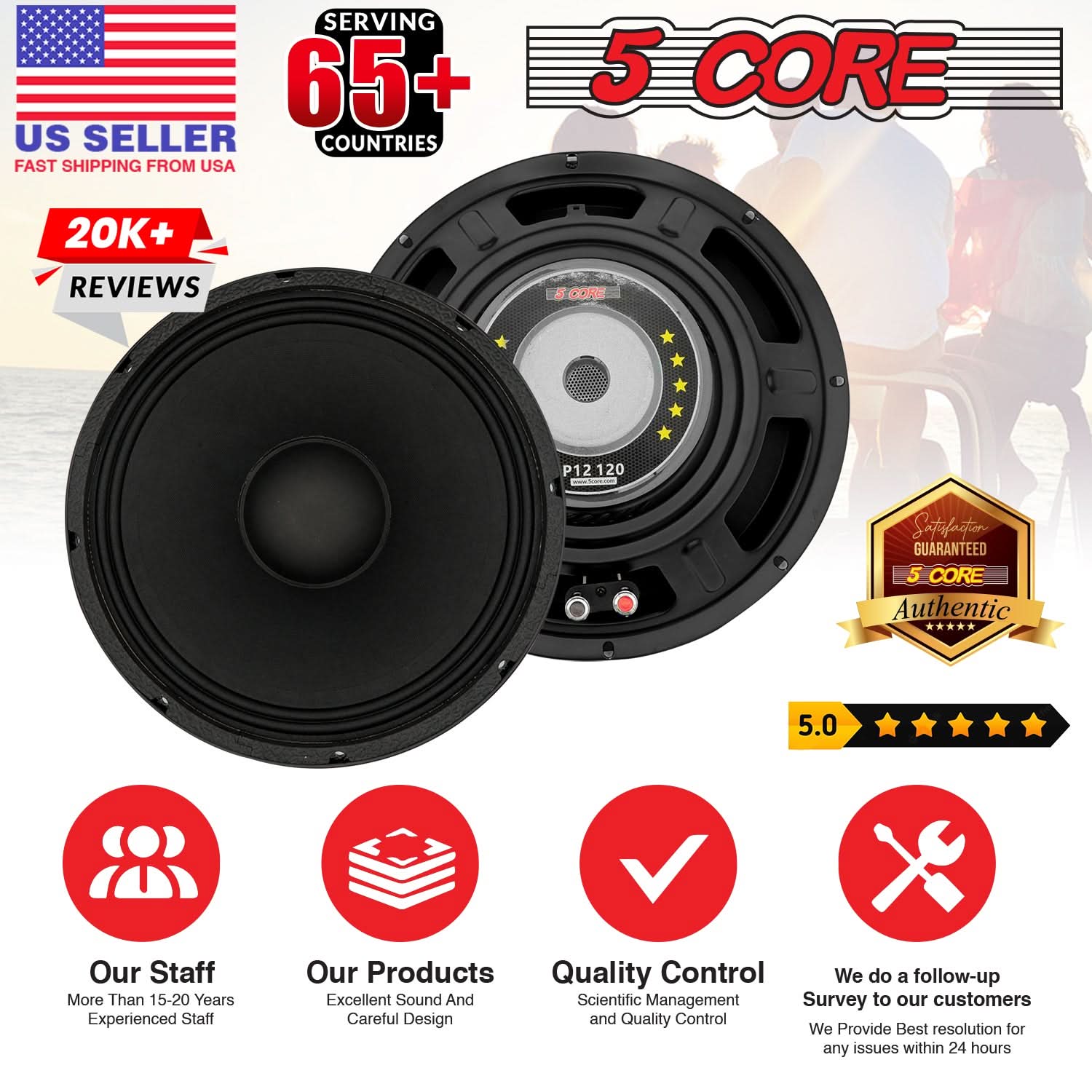5Core 12 Inch DJ Subwoofer Speaker showcasing robust design and features for powerful audio performance.
