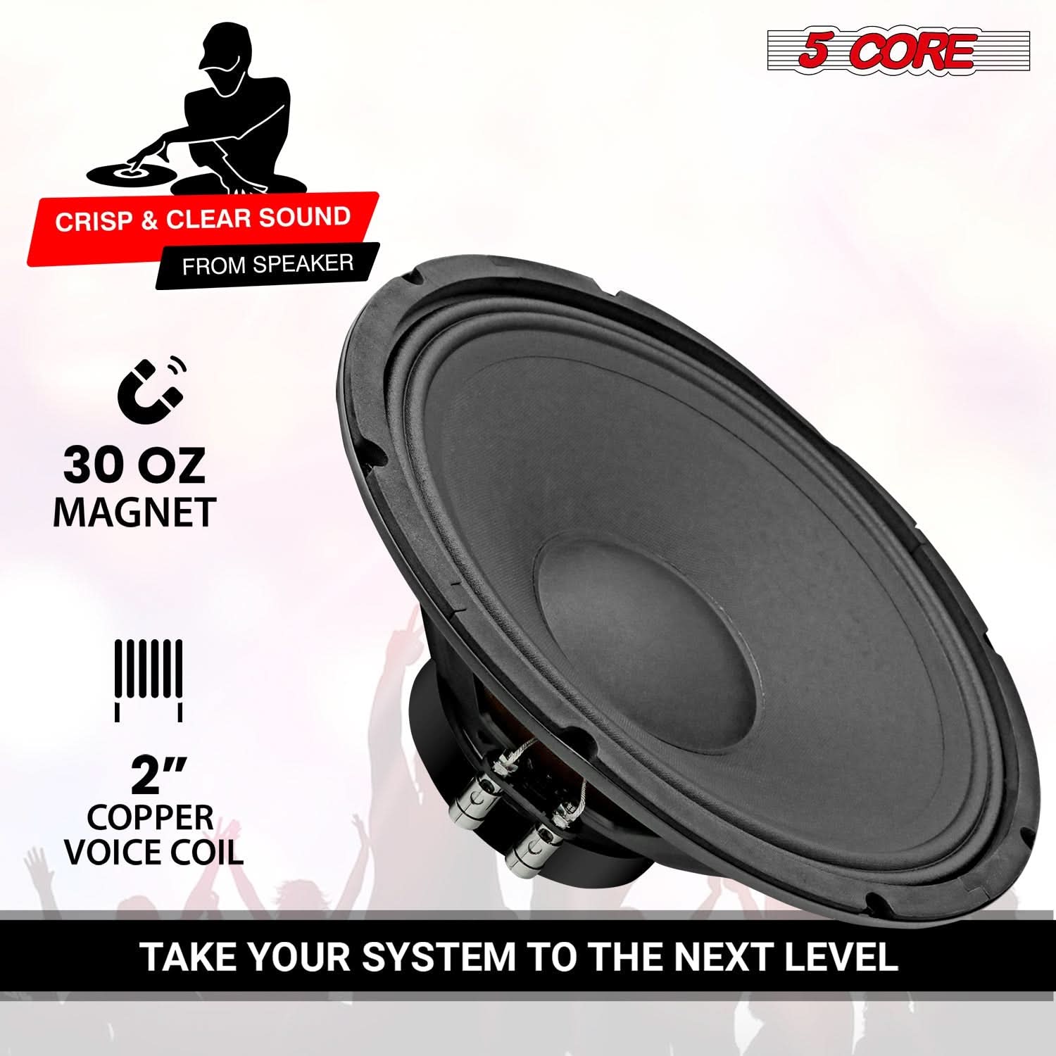 5Core 12 Inch DJ Subwoofer Speaker showcasing robust design and features for powerful audio performance.