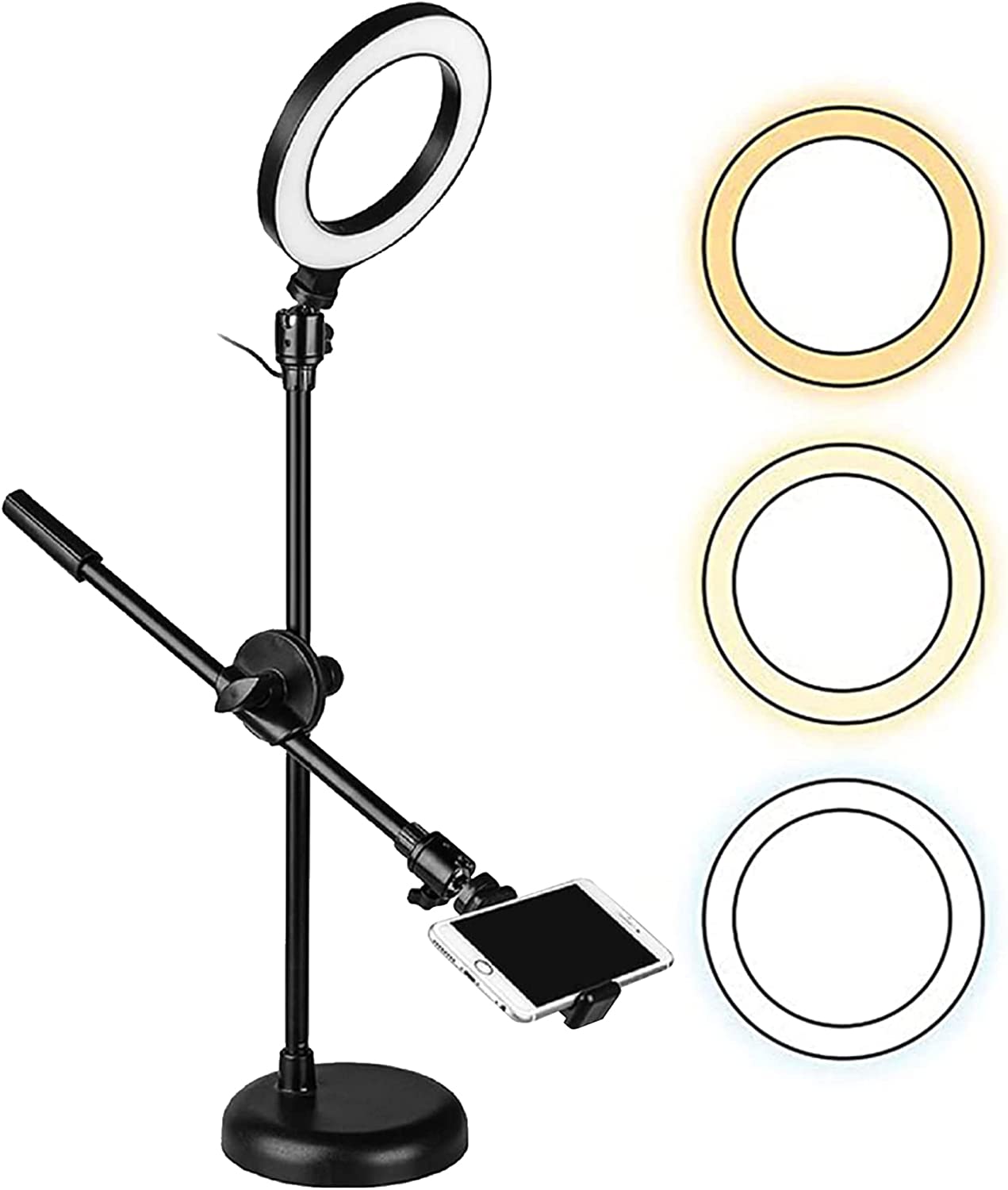 5Core 6 inch Ring Light with adjustable stand and phone holder, perfect for video recording and photography.