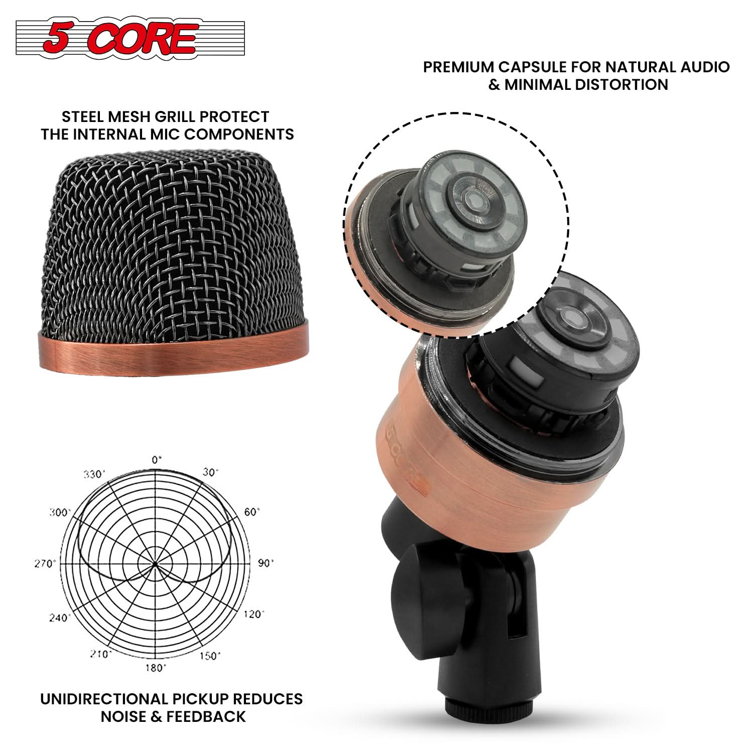 5Core Conga Mic Snare Tom Microphone with XLR connection, designed for professional sound quality in drum kits.