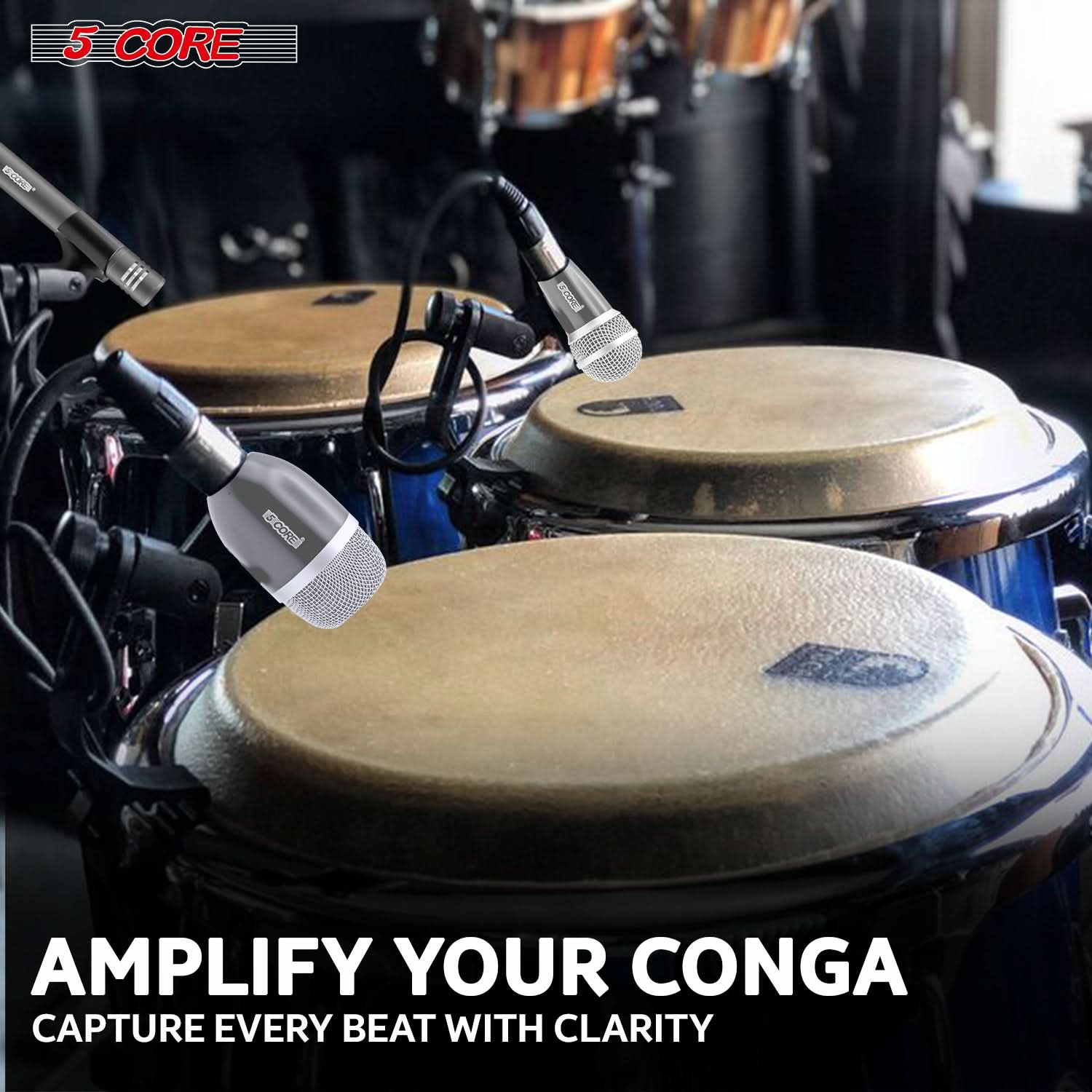 5Core Conga Mic Snare Tom Microphone with XLR connection, designed for professional sound quality and durability.