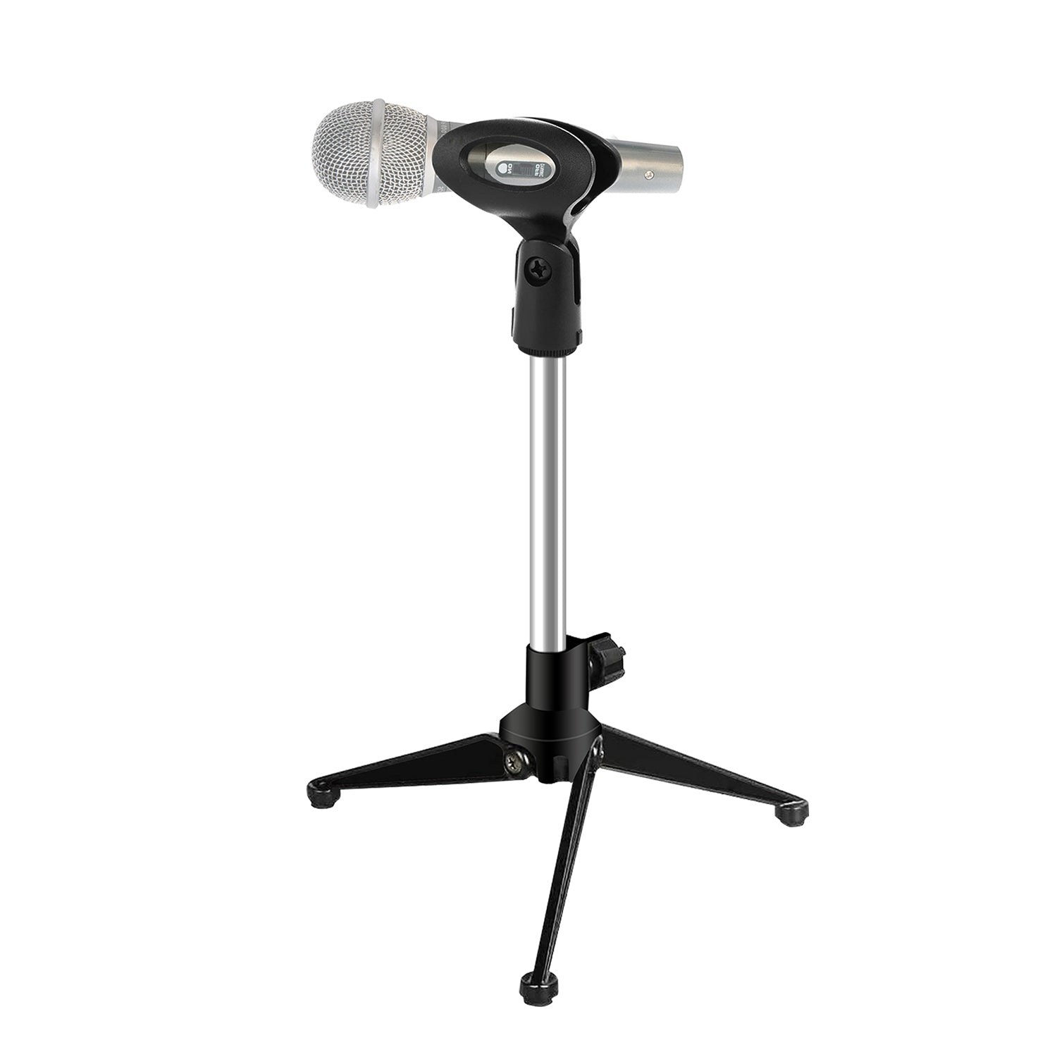 5Core Desktop Mic Stand Tripod with adjustable height and stable tripod base, suitable for various microphone models.