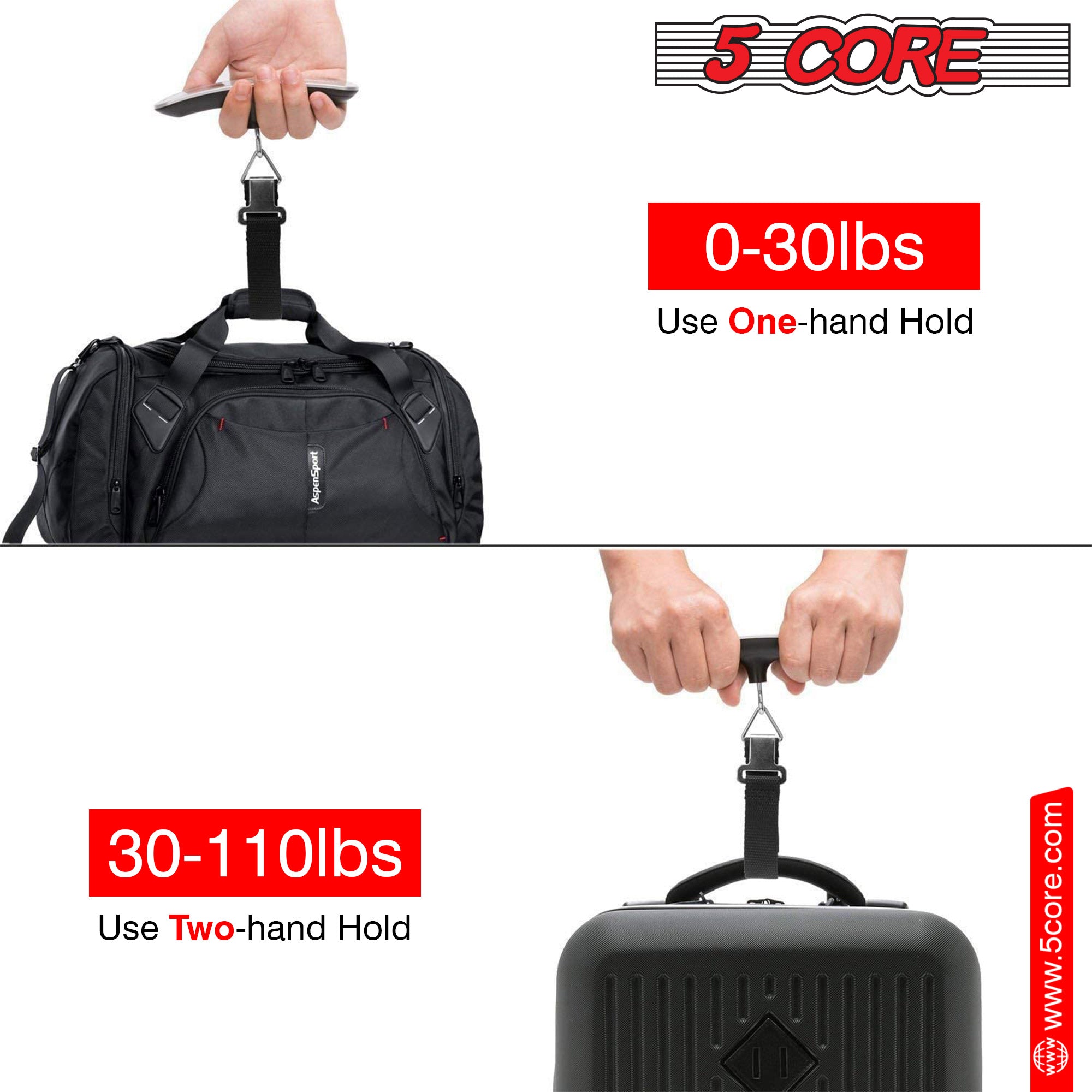5Core Digital Luggage Scale with LCD display, designed for accurate weight measurement of travel bags and luggage.