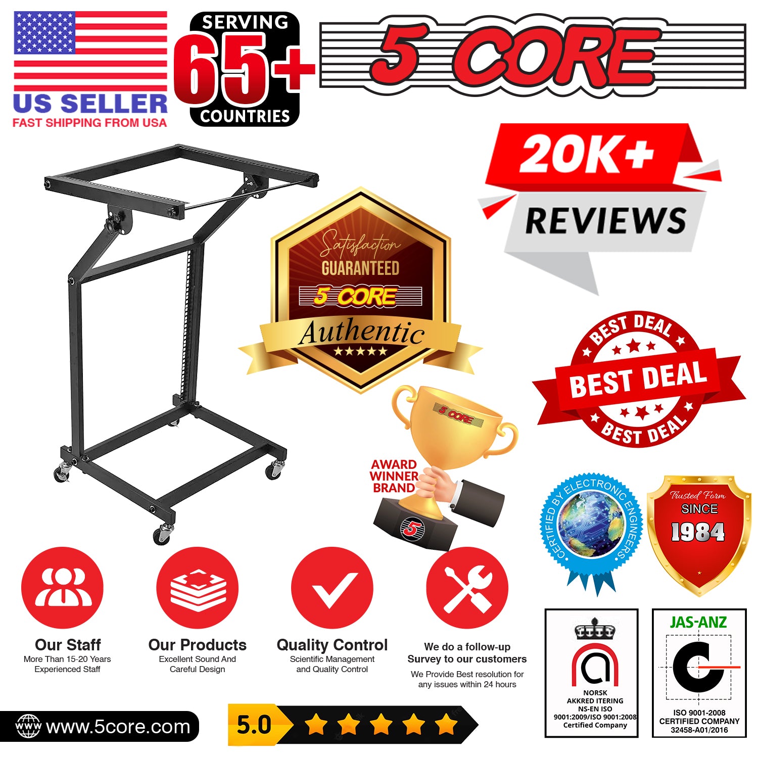 5Core DJ Mixer Stand showcasing its adjustable platforms and sturdy metal construction, designed for professional audio setups.