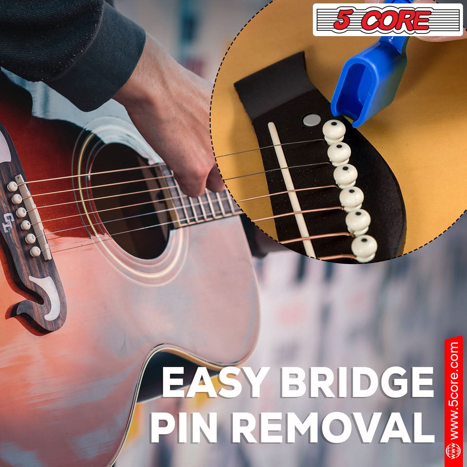 5Core Guitar String Winder in blue color, ergonomic design for easy string changes.