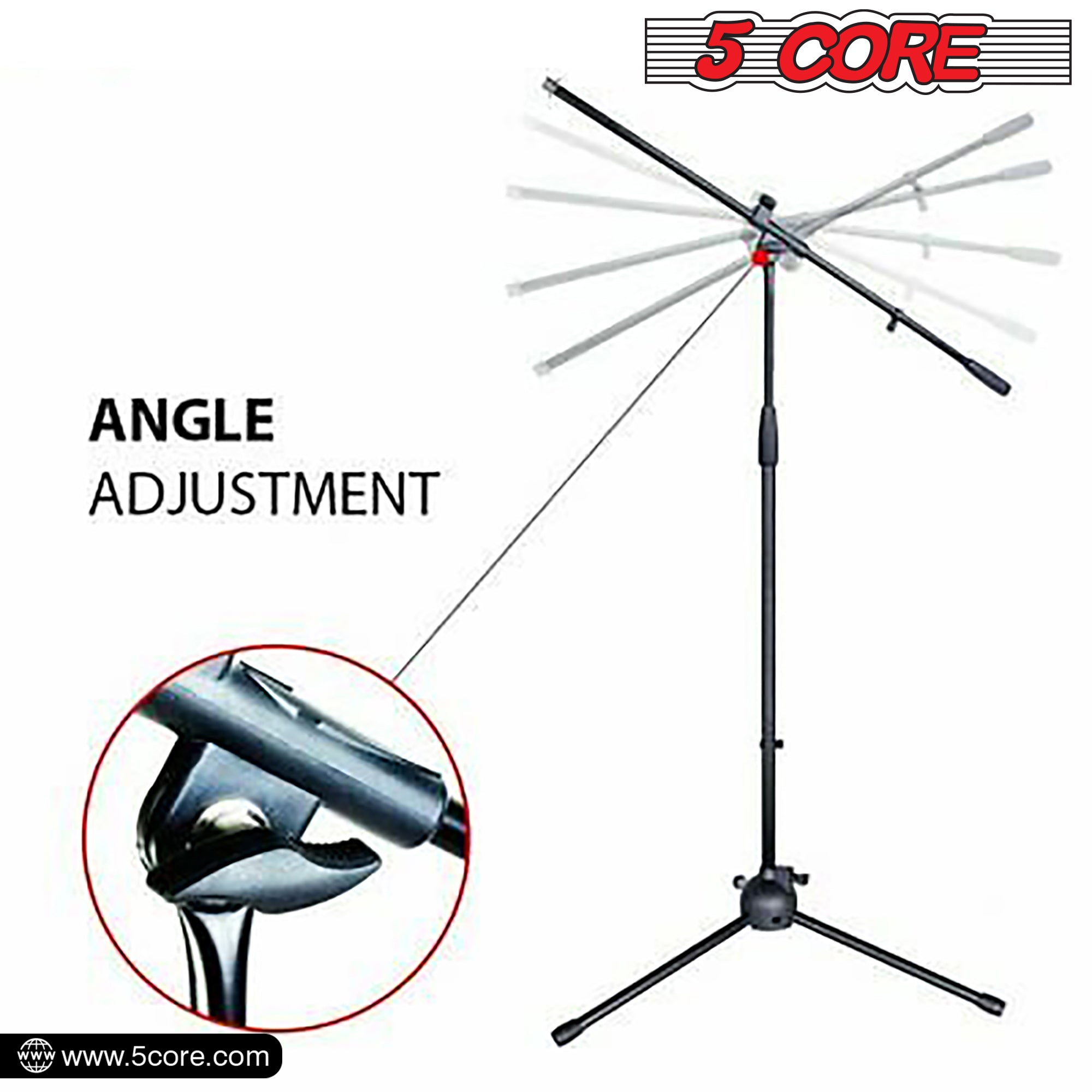 5Core Handheld Dynamic Microphone and Tripod Metal Stand Kit showcasing the microphone and adjustable stand, ideal for performances.