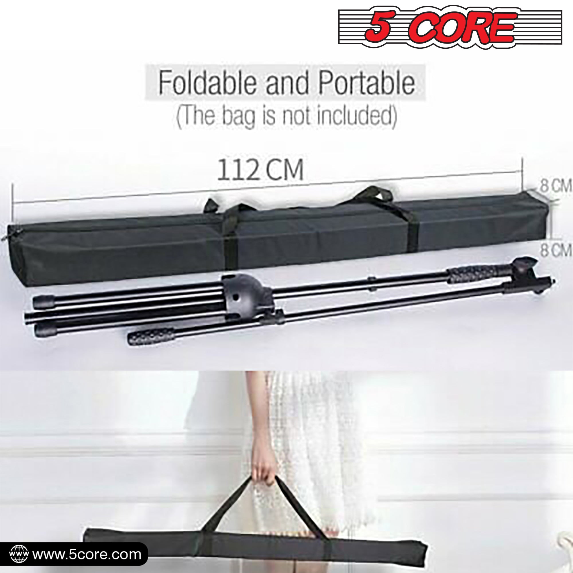 5Core Handheld Dynamic Microphone and Tripod Metal Stand Kit showcasing the microphone and adjustable stand, ideal for performances.