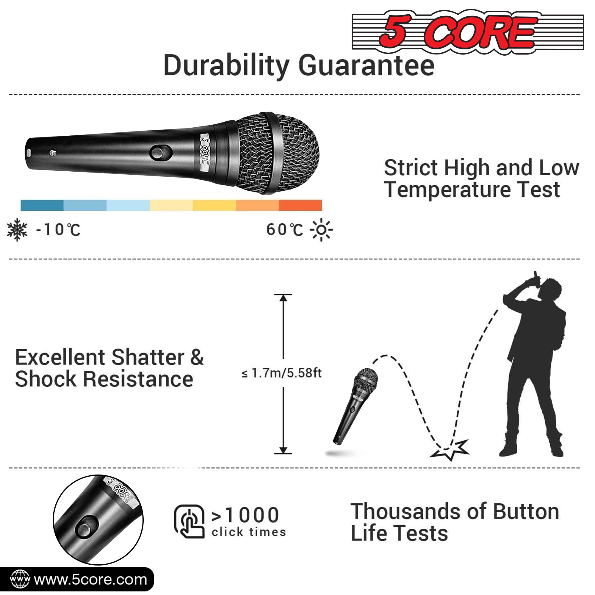 5Core Handheld Dynamic Microphone with Tripod Sheet Music Stand, showcasing a dynamic microphone and adjustable tripod stand for music sheets.