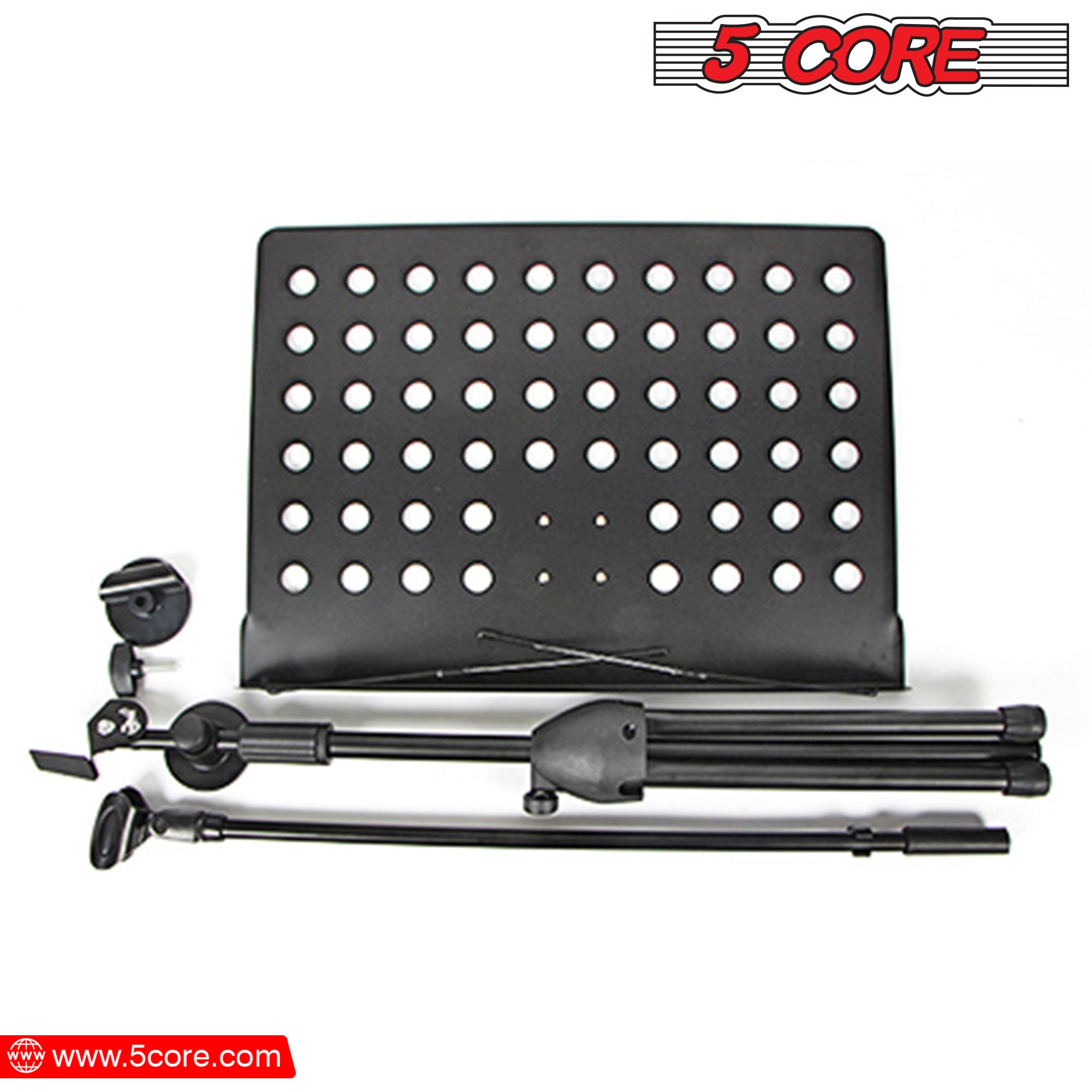 5Core Handheld Dynamic Microphone with Tripod Sheet Music Stand, showcasing a dynamic microphone and adjustable tripod stand for music sheets.