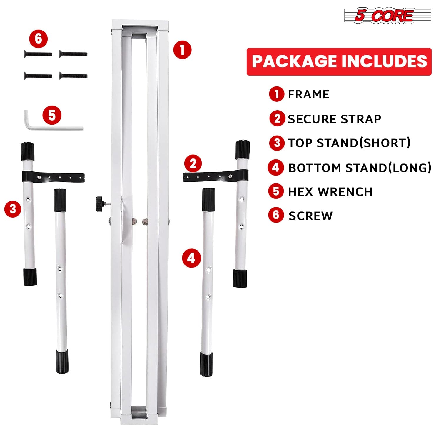5Core Keyboard Stand Double X Style Adjustable Lift Piano Riser for 49-key keyboards, showcasing its sturdy design and adjustable height features.
