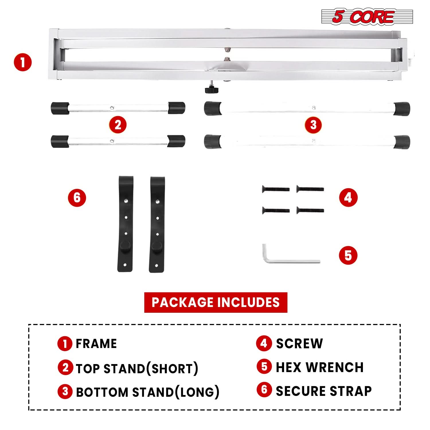 5Core Keyboard Stand in X-style design, adjustable height for 49-key keyboards, showcasing its sturdy construction and portability.