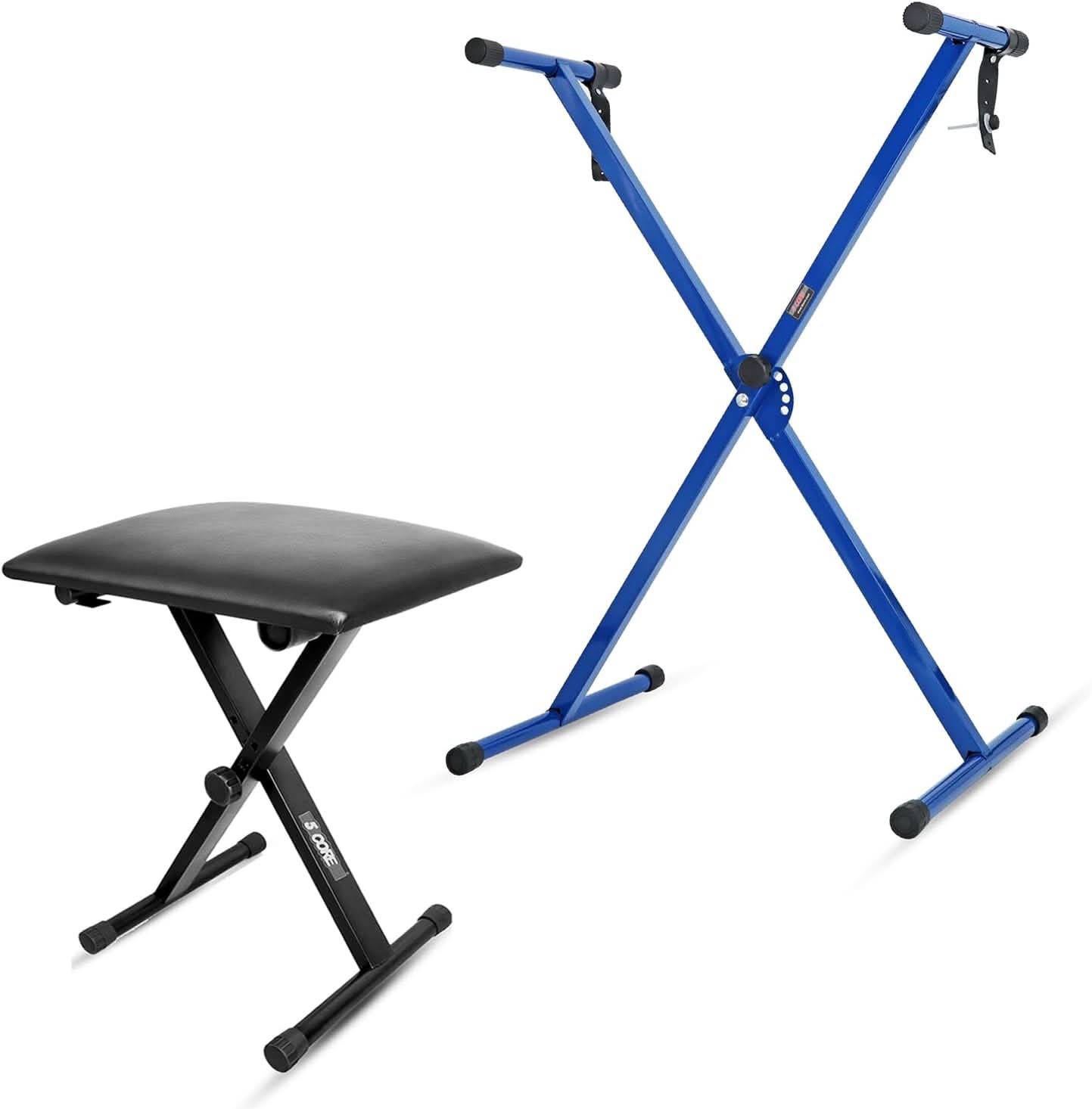 5Core Keyboard Stand with adjustable height and comfortable piano bench, perfect for musicians.