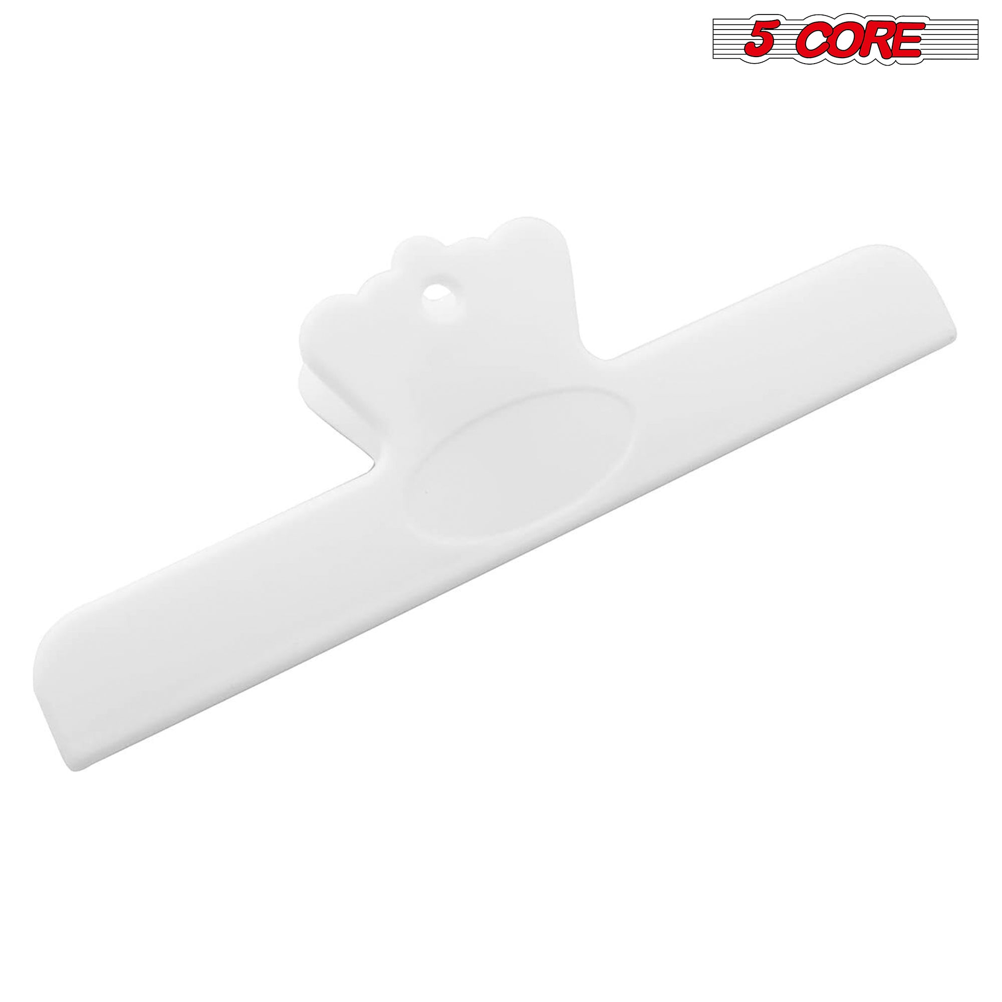 Two black durable plastic music sheet page holder clips designed for musicians, showcasing their sturdy construction and compact size.