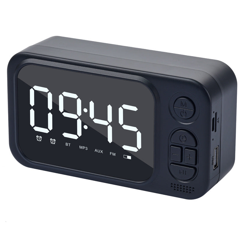 Portable Alarm Clock Bluetooth Speaker with USB and card insertion features, designed for outdoor use.