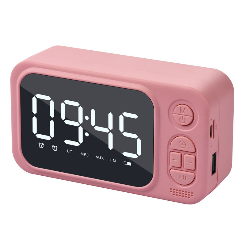 Portable Alarm Clock Bluetooth Speaker with USB and card insertion features, designed for outdoor use.