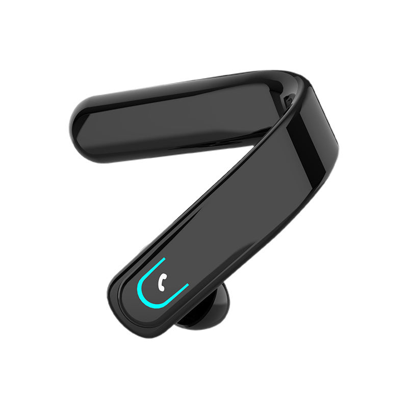 Bluetooth Earphone Mounting Ear with charging cable and manual, showcasing its sleek design and compact size.