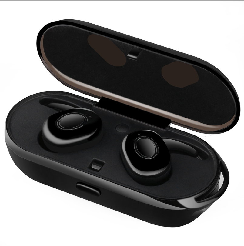 Bluetooth Noise Reduction HiFi Stereo Sports Headset in black, showcasing in-ear design and wireless functionality.