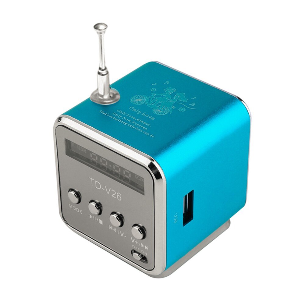 Bluetooth-compatible 5.0 FM Radio Receiver Mini Speaker in vibrant colors with LED display and compact design.