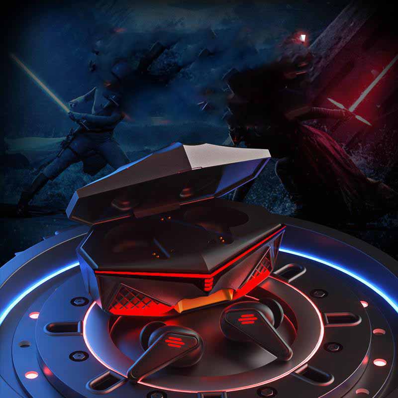 Bluetooth-compatible wireless headphones with ergonomic design and LED lighting effects, ideal for gaming and sports.