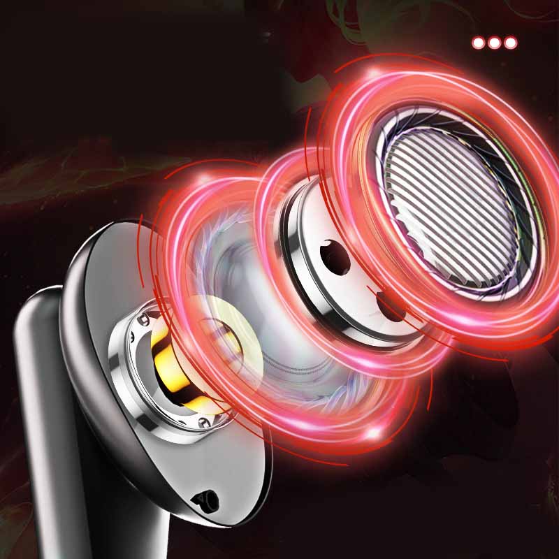 Bluetooth-compatible wireless headphones with ergonomic design and LED lighting effects, ideal for gaming and sports.