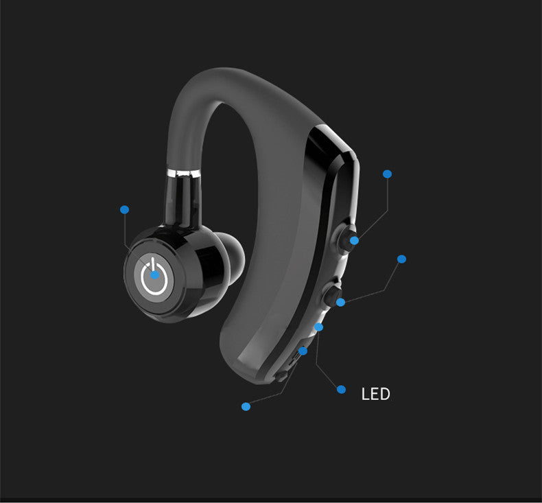 Business Bluetooth headset in black color, featuring a comfortable ear style design and advanced noise reduction technology.