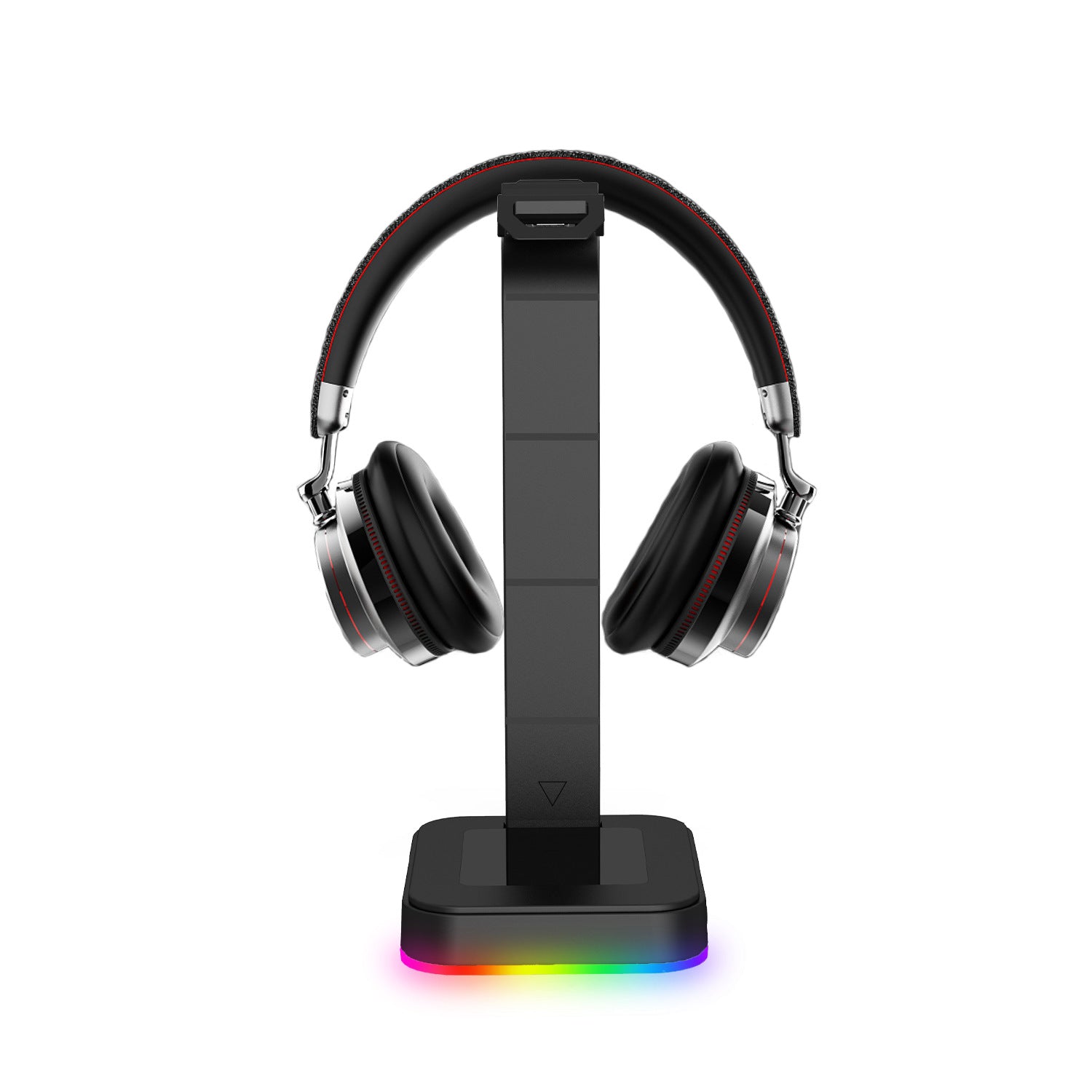 Desktop Gamer 2 In 1 RGB Headphone Stand Power Strip with vibrant RGB lights and USB ports, designed for gamers.