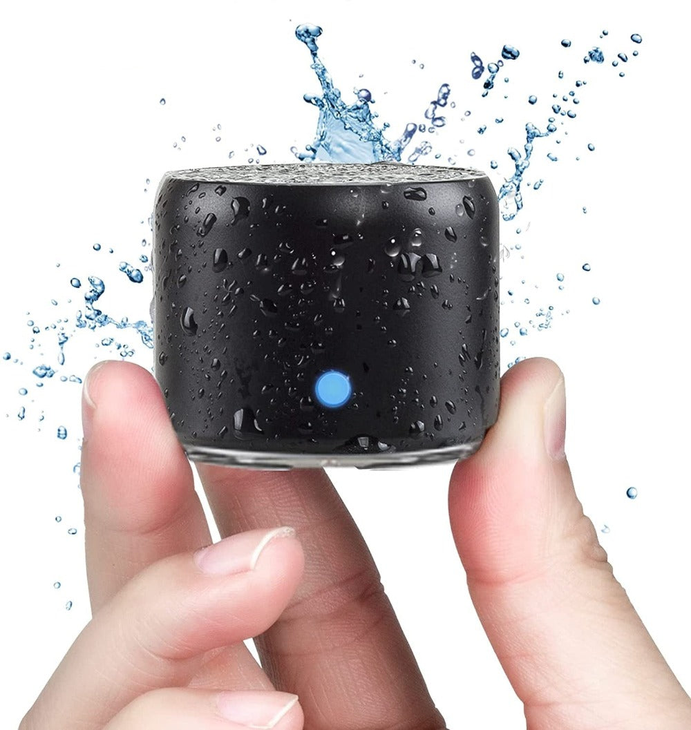 Dragon ZS1 Waterproof Mini Bluetooth Speaker in a compact design with a metal hook and carrying case.