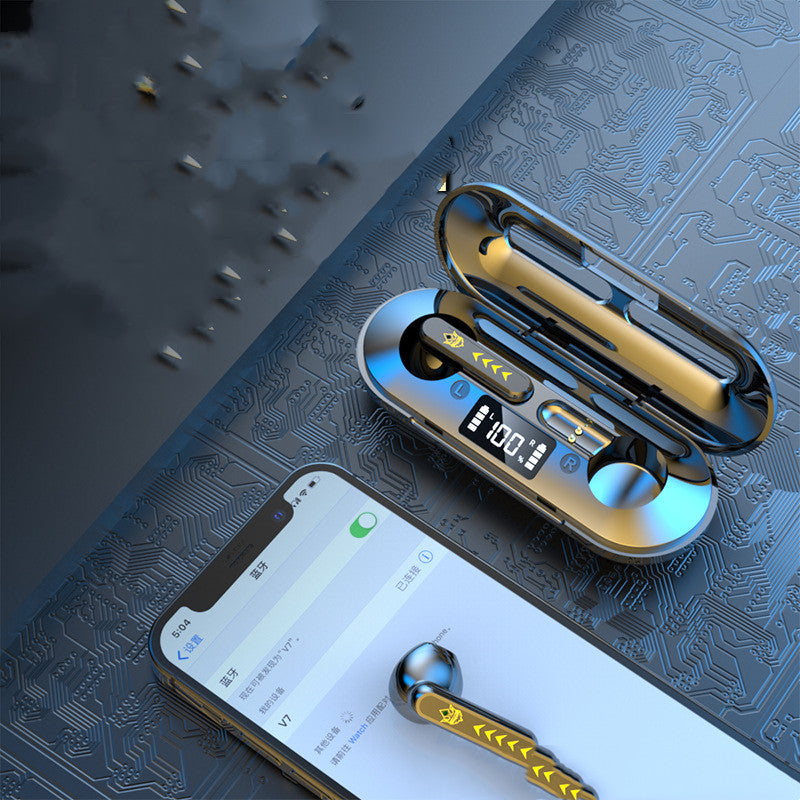 Gaming Semi-in-ear Noise Reduction Digital Display headphones in black and white, showcasing their sleek design and comfortable fit.