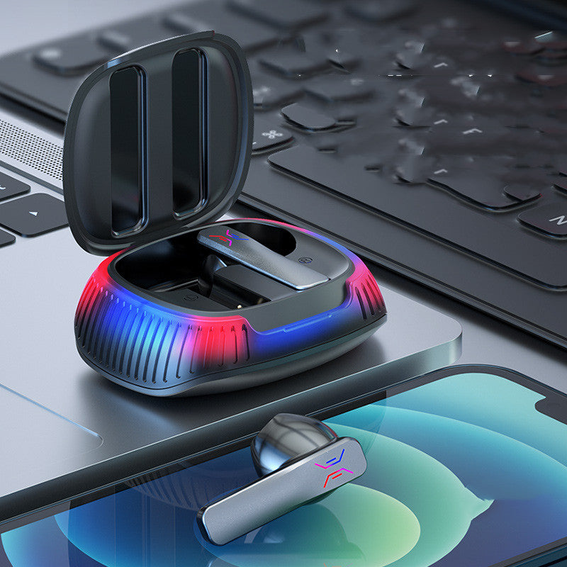 Hall Flashing Low-latency Wireless Gaming Headset with sleek design and comfortable earplug style.