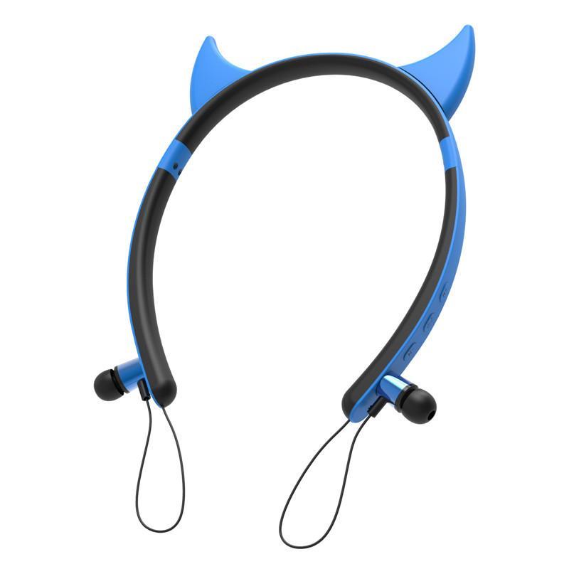 High Quality Cat Ear Style Bluetooth Headset with playful cat ear design, neck-mounted for comfort, featuring Bluetooth connectivity and stereo sound.